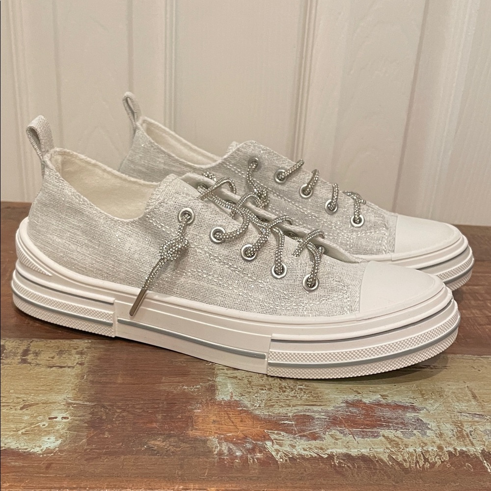 Very G Silver and White Sneakers